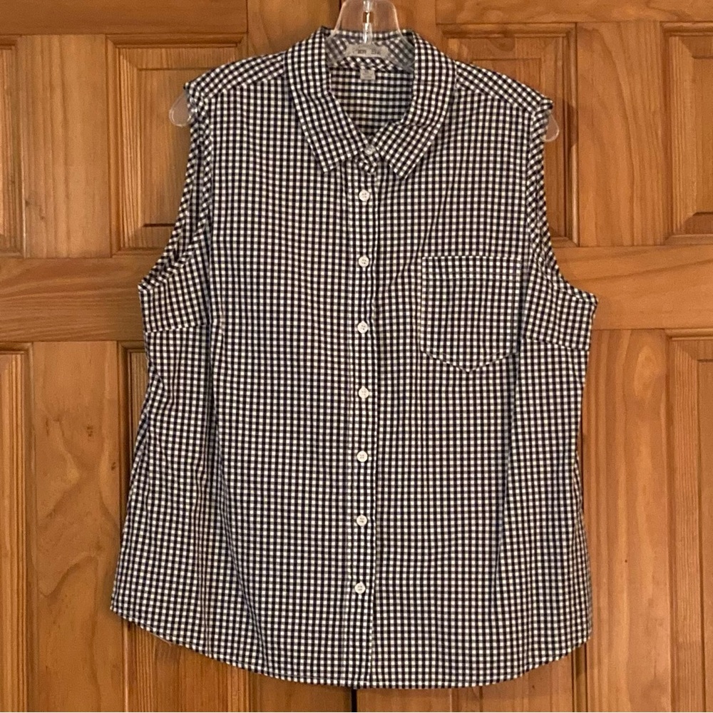 NWOT Per Se Vintage 90s Top Sleeveless Blouse Black White Size XL Extra Large
